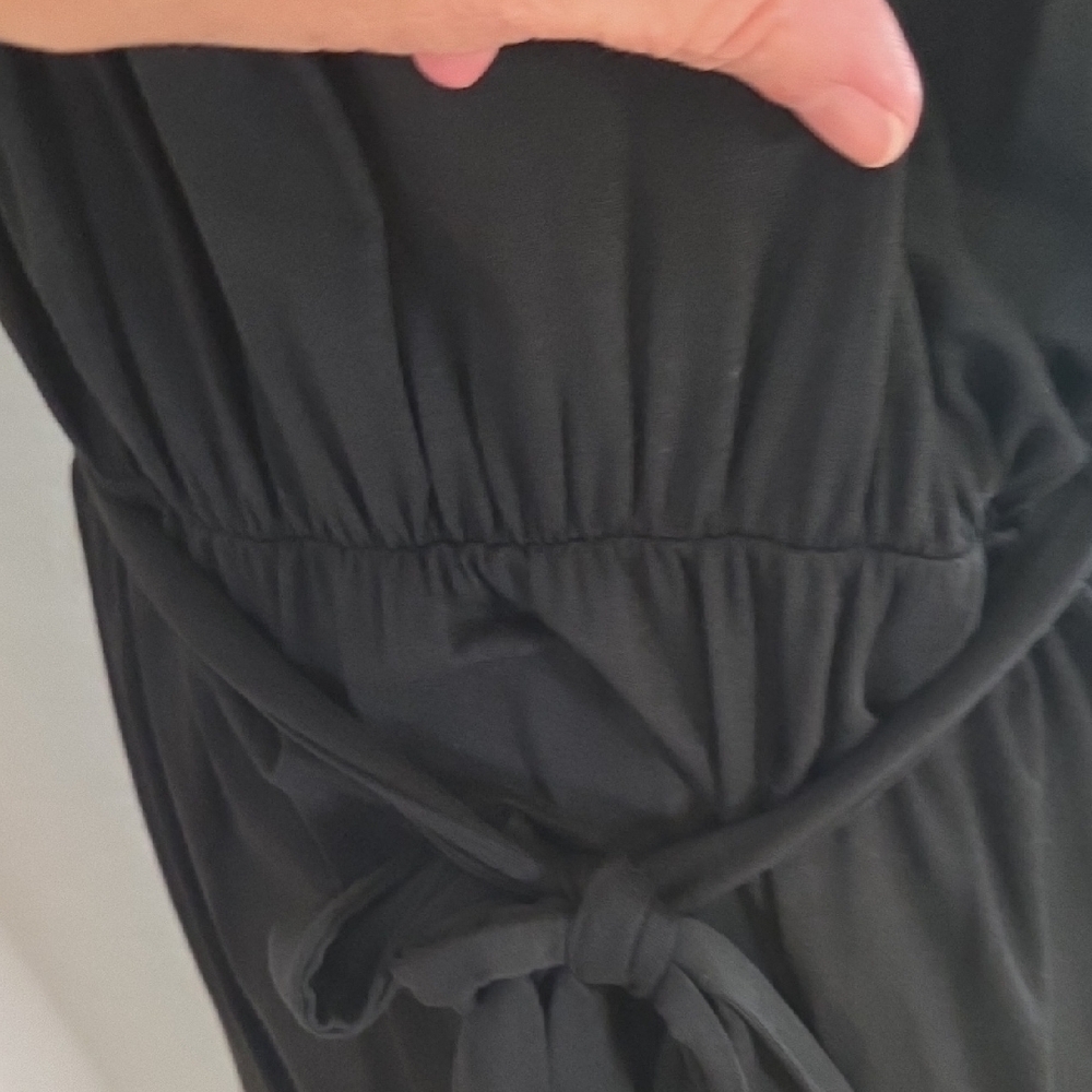 LOFT Terry Black Ruffle Detail Top Cinched Waist Size Med - Picture 5 of 5